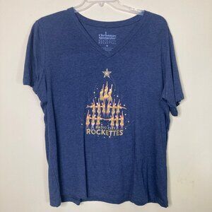 Radio City Rockettes T-shirt Womens XXL Christmas Spectacular Gray Gold Glitter